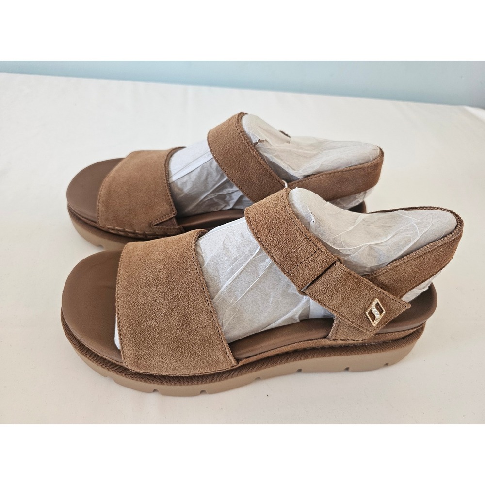 [Gorpcore] Skechers Street Hiker Sandals Womens 10 Chestnut Suede Platform Brown